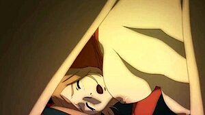 Anime Blonde Power and Denji Engage in Muff Diving and Monster Cock Blowjob