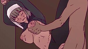 Nun fucked front and behind in booth