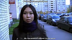 Young asian sucks dick in the ass and gives blowjob in public outdoor pickup