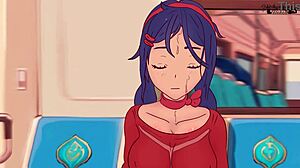 Mita Gets Nailed Hard in Subway Scene from Miside Hentai Parody Cartoon. Wild Anal and Blowjob Action!