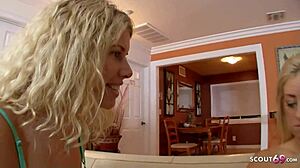 Curly hair teen Addison seduces shy best friend into lesbian defloration. Kissing and fingering lead to intense sex.