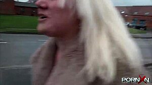 British babe flashes shaved pussy outdoors