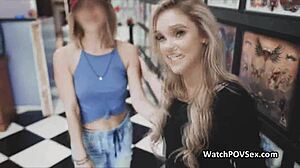 Gf caught sucking cock at tattoo studio