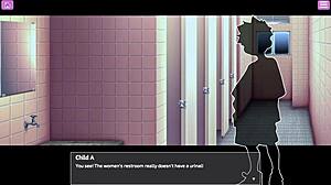 Exposed Busty Delivery Worker Plays with Big Tits and Toys in Anime Game