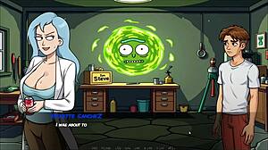 morty's sister says, 'suck my big tits' while giving blowjob