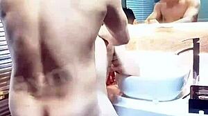 Asian man gay couple having raw sex in different positions