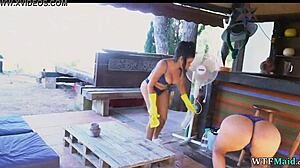 I hired two new spanish maids, their big tits bouncing in lingerie as i fuck them