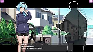 Exposed Busty Delivery Worker Plays with Big Tits and Toys in Anime Game