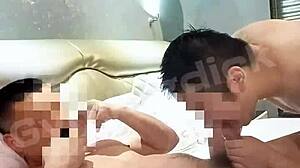 Asian man gay couple having raw sex in different positions