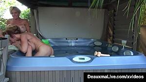 Watch cougars deauxma in bath sex with licking and pussy play!