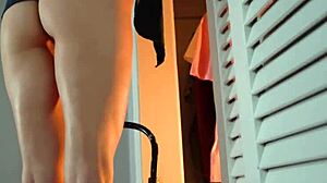 step mom caught step son with boner and helps to cum quick on her pussy while her husband is home