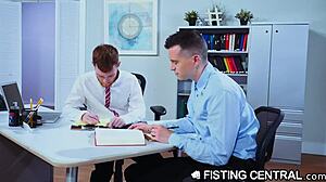 The boss rides my ass hard in extreme gaping action