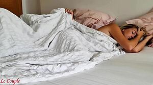 Husband wakes up wife in the morning with a surprise insertion. Making her moan loudly.