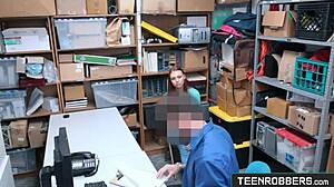 Hot redhead thief gets punished hard in office!