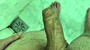 Gordinho enjoys a steamy solo session in the bathroom shower