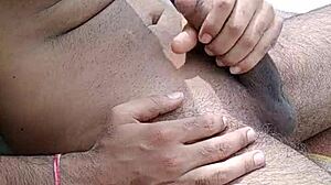 Indian gay guy having fun with big cock in public