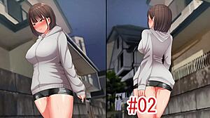 Cartoon game anime hentai night walk two shy girl removes skirt in dark alley