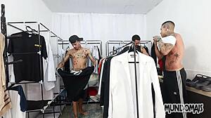 Hidden Office Closet Turns into Hot Gay Bareback 3some