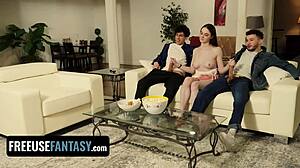 stepdad watches in horror as two studs mess around with his sweet stepdaughter