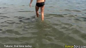 yo, watch these gay asian twinks sucking and jerking in a hot threesome