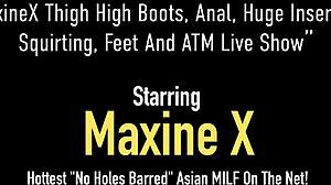 brunette maxine x enjoys deep toy play in boots