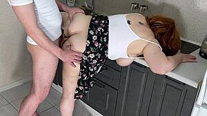 Stepmother and kitchen anal sex with mature MILF amateur