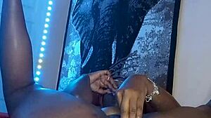 Ebony men enjoy double penetration with toys and wet pussies.