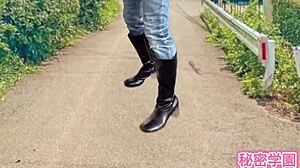 pervert in torn jeans shows ass for outdoor handjob