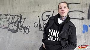 german scout picks up tattoo model lisa for casting