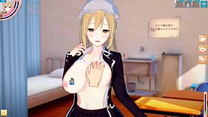 Touhou Maeriberry Haan Gets Intense Tit Rubbing In 3D CG Anime