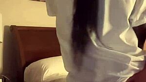 Sexy ebony goddess with big natural tits bounces in interracial 69!