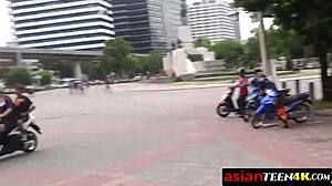 Kinky Asian Teen Riding Big Dick Publicly With Mature Milf Ass