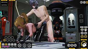 erika says, 'ride me harder,' as she bounces on the monster cock in cowgirl position, reaching orgasm.