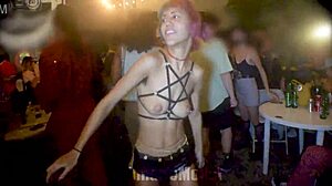 Hairy Cosplay Babe Dancing with Nip Slip Upskirt in Public