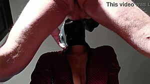 Ever seen a milf in leather catsuit and boots get roughly fucked with cum on tits?