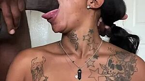 Brunette BBW Deep Throats Monster Cock After Cute Interview