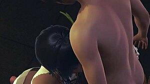 Asian Sissy Venti Gives Blowjob and Footjob in Crossdress Play