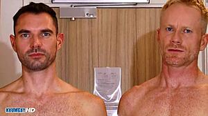 Handsome muscled guys wanking big dicks in shower