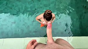 horny stepmother elena ross gives blowjobs in the pool