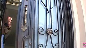 a sexy blonde in stockings and heels gets banged hard by a group until she receives a cum facial