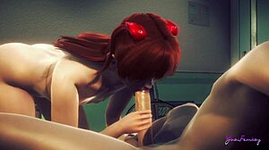 Asuka Femboy Swallows Cum in Wild Asian Anime 3Some