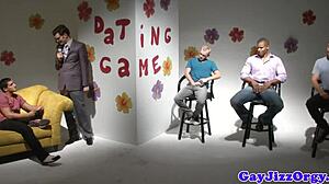 Orgy loving gay hunk gets tagteamed with blowjobs and assfucking