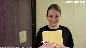 Skinny Russian babe gets pounded in shop POV action