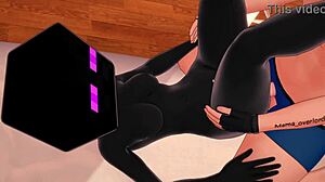 Girlfriend dresses as Enderman for hentai 3D Minecraft bed play