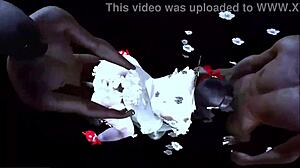 Two big black cocks fuck a big-boobed chick in 3D. Intriguing contrast?