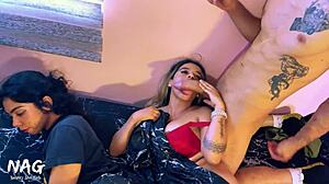 My girlfriend brings her friend over, and I end up fucking her while she's watching.