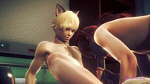 Asuka Femboy Swallows Cum in Wild Asian Anime 3Some