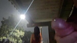 Risky Handjob On Street For Hot Redhead At Bus Stop