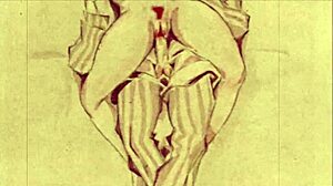 Vintage erotic illustration from retro cartoon anime hentai collection