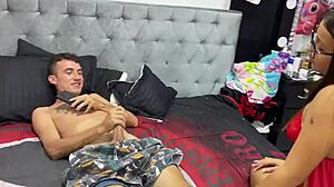 i found my stepdad jerking off, so i gave him a blowjob and he came in my mouth.